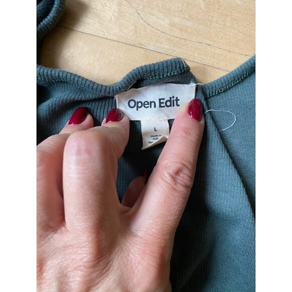 Open Edit BNWOT green henley bodysuit top sz large NEW long sleeve - Picture 5 of 6